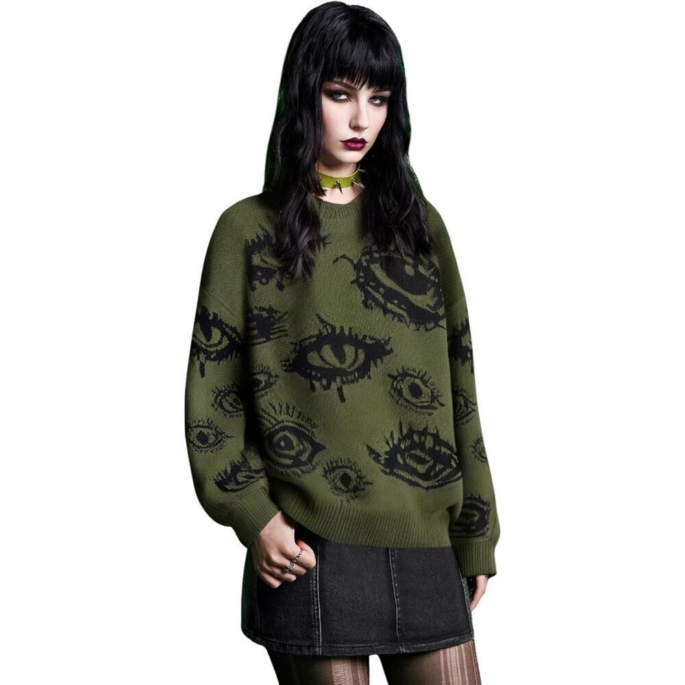 Women's Plus Size Grunge Punk Long Sleeve Sweater Autumn Casual Style